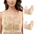 thumbnail image 3 of FhsagQ Soutien-Gorge Soutiens-Gorge pour Femmes Ensemble avec Bas 2 Pcs Confortable pour Femmes Grande Taille Ouverture avant à Boutons Milieu et Âge Avancé Rassemblement Sans Armature Confortable et Soutiens-Gorge pour Femmes Ensemble avec Jarretière Beige 36, 3 of 3