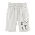 thumbnail image 1 of Dealovy Plus Size Shorts for Women Cotton Linen Fashion Printed Drawstring High Waisted Lounge Shorts, 1 of 3