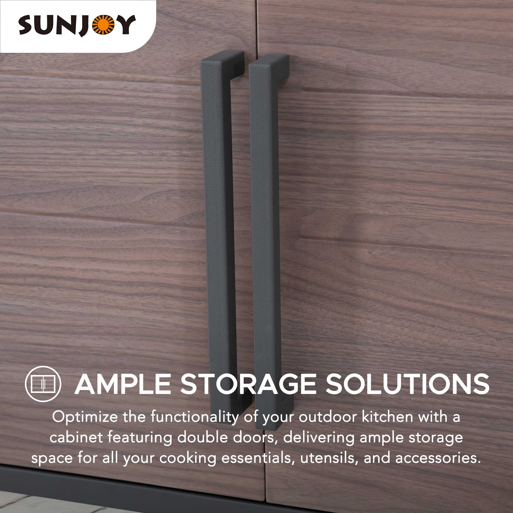 Sunjoy Évier de cuisine extérieur autoportant en acier inoxydable avec cabinet pour chariot de barbecue extérieur, station d'évier extérieur,25 x 21 Pouces