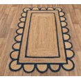 thumbnail image 2 of 4 x 4 Feet Square ( 120 cm x 120 cm ) Natural Jute with Blue Scalloped Area Rugs , Home Decor Rugs, 2 of 3