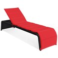 thumbnail image 2 of Costway Chaise Longue Inclinable en Rotin pour Patio, Dossier Réglable, Coussinée, Jardin, Rouge, 2 of 10