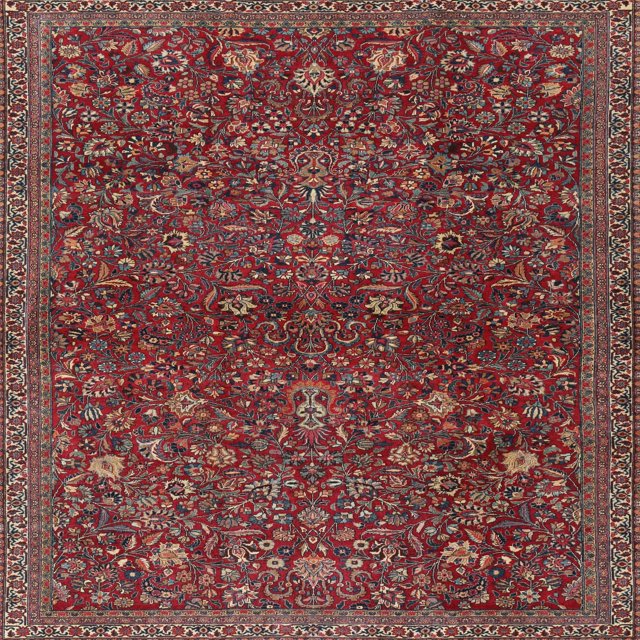 Ahgly Company Indoor Square Traditional Dark Almond Brown Persian Area Rugs, 8' Square