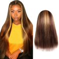 thumbnail image 2 of Perruque Longue Droite pour Femmes en Cheveux Humains Bruns avec Ligne de Cheveux Pré-Épilée, 2 of 4