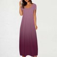 thumbnail image 2 of fatyb Robes Maxi à Manches Courtes pour Femmes Col Ras du Cou Décontractées Longues Robes Imprimées Robes T-Shirt d'Été, 2 of 5
