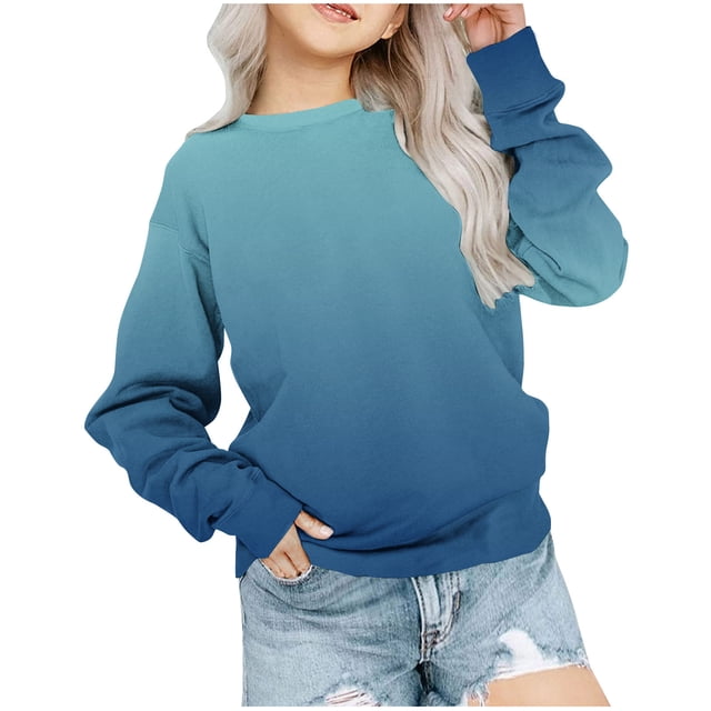 Yuyuzo Chandails en Molleton pour Filles Col Rond Manches Longues Décontracté Confortable Bloc de Couleur Pull d'Automne