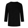 thumbnail image 4 of Timegard Hauts d'Été pour Femmes Col Rond Manches 3/4 Couleur Unie Chic Décontracté Chemises Amples Hauts Blouse, 4 of 6