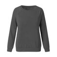 thumbnail image 4 of Chandails de Compression à Manches Longues pour Femmes Col Ras du Cou Unis Plus Chandail Surdimensionné Coupe Ample Pulls Tendance Hauts Légers pour Femmes Grande Taille Gris m, 4 of 5