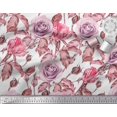 thumbnail image 3 of Soimoi Modal Satin Fabric Leaves & Rose Flower Print Fabric by The Yard 42 Inch Wide, 3 of 3