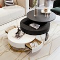 thumbnail image 2 of Noble House Round Lift-top Nesting Coffee Tables with 2 Drawers, White and Black, 2 of 9
