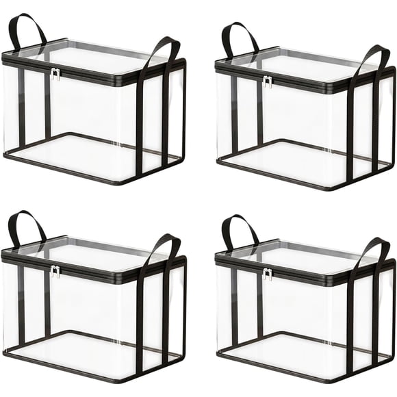 Large, Clear & Thick Plastic Storage Boxes (4 - Pack) with Hinged Lids - Heavy - Duty, High - Capacity Organizers for Moving, Camping & Home Use