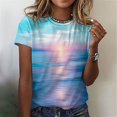thumbnail image 2 of Qertyioot Hauts pour Femmes Adulte Mode Femme Col Rond Manches Courtes Hauts T-Shirt Imprimés Blouse Ample, 2 of 5