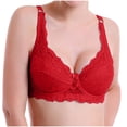 thumbnail image 3 of Sentmoon Wireless Bras for Women Plus Size Lace Bras for Women Push Up Wide Strap Thin Style Breathable Solid Color Support Bras Stylish for Daily Wear Red 85C, 3 of 5