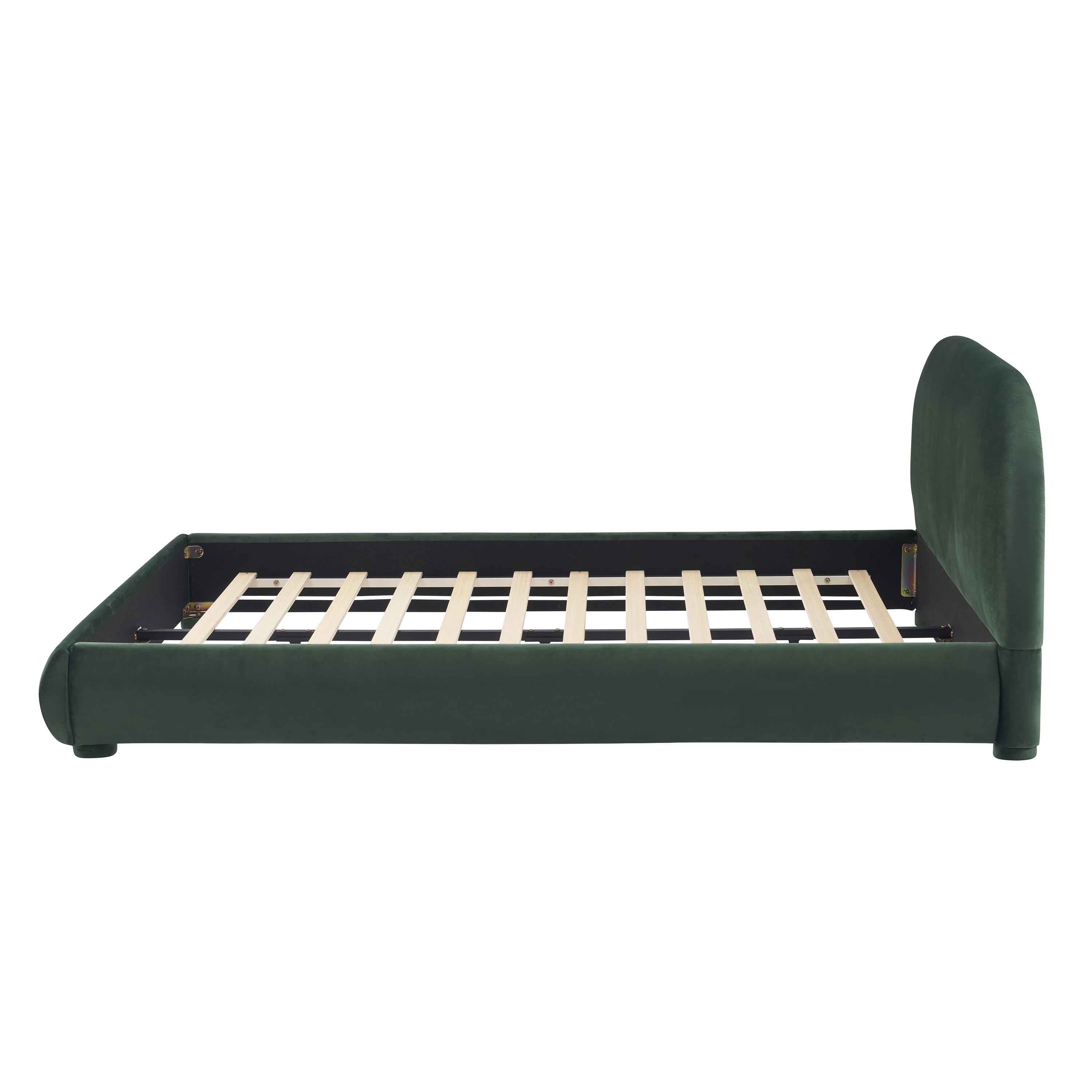 Noble House Lit rembourré Style King Cream, tête de lit en tissu texturé courbé avec structure solide, vert foncé