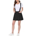 thumbnail image 1 of Unique Bargains Jupe à Bretelles Mini Décontractée pour Femme en Coton Lavé, Boutonnée devant, Ligne a, Noire, m, 1 of 6