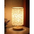 thumbnail image 3 of ZTOO Touch Control LED Linen Night Lamp w/Warm White Light Linen Nightstand Lamp USB Powered Wooden Beside Lamp for Bedroom Living Room, 3 of 6