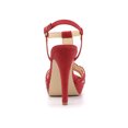 thumbnail image 2 of BLISSFUL STEP Sandales à Talon Aiguille à Plateforme à Bride en T Slingback pour Femmes Rouge 8, 2 of 8
