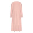 thumbnail image 3 of Penkiiy Robe Décontractée pour Femme à Manches Longues, Col Ras du Cou, Coupe Évasée, Robe Longue Fluide à Étages pour la Plage avec Poches, TG, Rose, 3 of 5