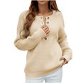 thumbnail image 2 of EGNMCR Chandails pour Femmes Hiver Chaud Haut Ample Couleur Unie Manches Col Rond Chandail, Cadeaux pour Femmes, 2 of 6