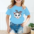 thumbnail image 2 of PMVFHDE T-Shirts d'Été Décontractés pour Filles, T-Shirt Mignon à Motif pour Fille, Col Rond, Manches Courtes, T-Shirt d'Été Décontracté Bleu, 11-12 Ans, 2 of 5