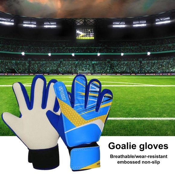 LJNYFDC Football Goalie Gloves 1 Pair Goalkeeper Breathable Resistant Non slip Texture Football Training Goalie for Kids