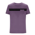 thumbnail image 3 of Men Oversized T Shirts Casual Loose Short Sleeve Crew Neck Tee Shirt Striped Color Block Tops with Pocket, 3 of 4