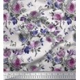 thumbnail image 1 of Soimoi Polyester Crepe Fabric Leaves & Rose Flower Print Fabric by Yard 52 Inch Wide, 1 of 3