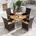 thumbnail image 2 of Costway Patio Rattan Chairs Set of 4 with High Backrest & Acacia Wood Armrests, Cushion, 2 of 8