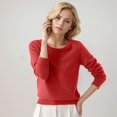 thumbnail image 2 of 2025 Chandail à Col Rond pour Femmes, Tenues Différentes, Chandail, Couleur Unie, Long, Grand, Petit, Chandail, 2 of 4
