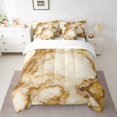 thumbnail image 2 of YST Gold Marbling Bedding Comforter Sets 7pcs Brown Abstract Artwork, King Bedding Set with Colorful Foil Print Glitter, 2 of 4