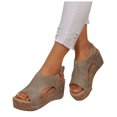 thumbnail image 1 of Marque Sandales Compensées Pisexur pour Femmes et Sandales Compensées à Plateforme pour Femmes Espadrilles 3 Po à Talons Compensés Sandales à Bride à la Cheville, 1 of 7