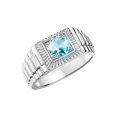 thumbnail image 4 of RYLOS Men's Ring 14K White Gold Ring, 7MM Round Shape Gemstone Designer Style Rings Blue Topaz December Birthstone Rings Gold Size 11, 4 of 7