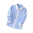 thumbnail image 1 of MeetoTime Boys Long Sleeved Lapel Shirts Loose Solid Color Spring Fall Tie Blouses 3-10 Years Kids Clothes, 1 of 3