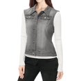 thumbnail image 2 of INSPIRE CHIC Women's Denim Vest Sleeveless Button Washed Jacket Gray XS, 2 of 3