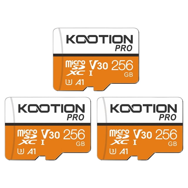 KOOTION 256GB Micro SD Card 3Pack,TF Card Micro SDXC Memory Card V30 A1 App Performance High Speed microSD Card, U3, V30, A1