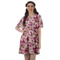 thumbnail image 1 of Moomaya Moss Georgette Bell Sleeves Short A-Line Printed Summer Dress For Women, 1 of 4