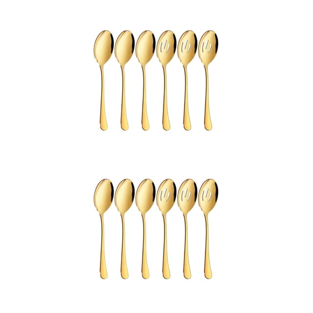 Youkk Ensemble de 6 Pcs Cuillères de Service Durables en Acier Inoxydable Ensembles pour Acier Inoxydable Durable Ensemble Cuillères en Acier Inoxydable Doré 2Ensemble