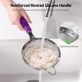 thumbnail image 4 of U-Taste Medium Fine Mesh Strainer: 18/8 Stainless Steel 4.73in 30 Mesh Kitchen Food Sieve with Sturdy Riveted Silicone Handle, Heavy Duty Deep Handheld Metal Colander for Rice, Quinoa (Purple), 4 of 9