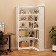thumbnail image 4 of L Shaped Corner Bookshelf 5 Tier Large Wood Display Bookshelf 90° Corner Standing Bookcase, 4 of 7