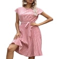 thumbnail image 3 of MesaSe Femmes Robes d'Été Boho Points Midi Manches Courtes Robe Décontractée avec Ceinture Vacances Robe de Soleil Noir XL, 3 of 6