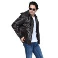 thumbnail image 1 of Men's Rugged Leather Jacket with Hood, 1 of 8