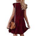 thumbnail image 2 of UKAP Robe T-Shirt pour Femme, Robe d'Été Évasée, Courte Mini, Style Bohème Simple, Bordeaux, 2TG, 2 of 3