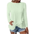 thumbnail image 1 of Plebaso Blouses à Manches Longues pour Femmes, Col Rond, Ourlet Irrégulier, Chemises de Printemps, 1 of 7