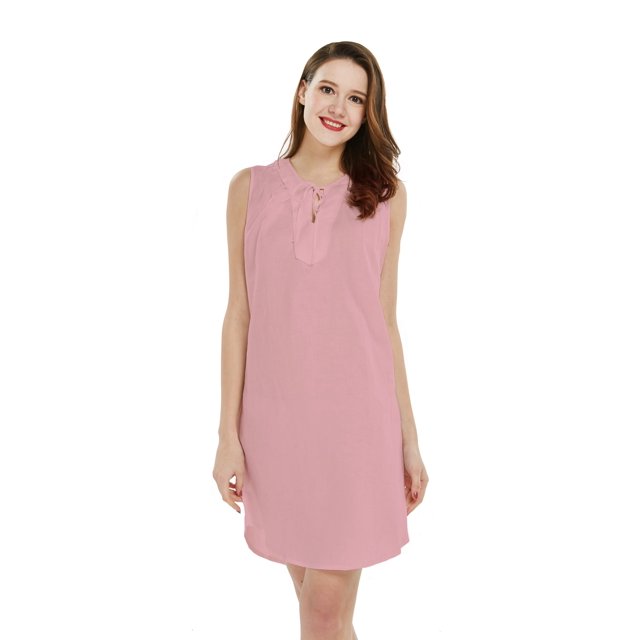 Robe Tunique Hawaïenne en Lin et Coton pour Femme Rose Corail S