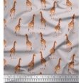 thumbnail image 1 of Soimoi Gray Poly Georgette Fabric Dot & Giraffe Animal Decor Fabric Printed BTY 52 Inch Wide, 1 of 3