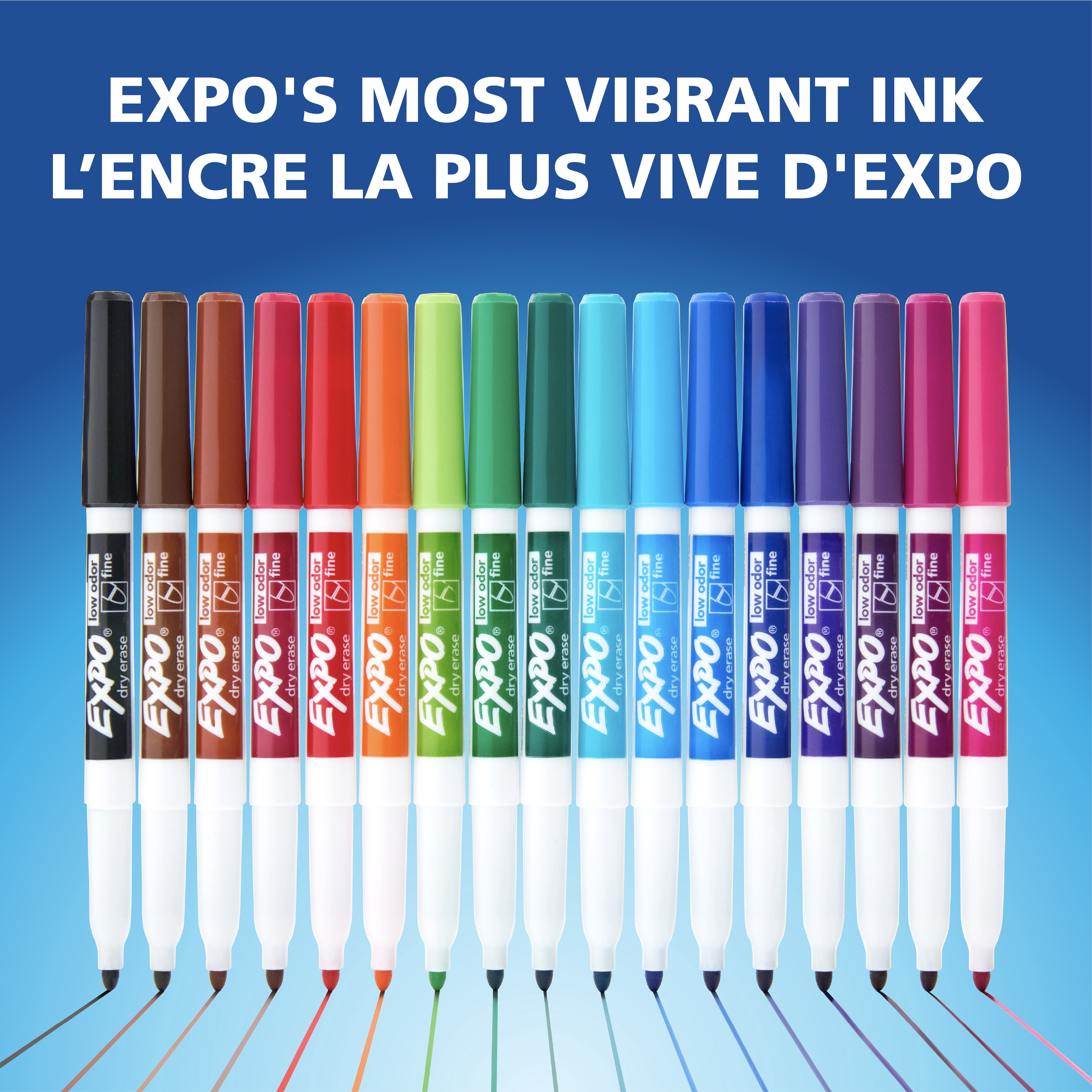 Ensemble de marqueurs effaçables à sec EXPO, marqueurs à pointe fine et biseautée, couleurs variées, efface, 11 unités