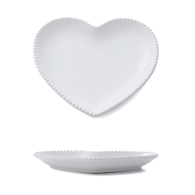 CHOOLD Elegant Ceramic Heart Shaped Dessert Plate for Kitchen Party, 7 Inch - 1 PCS