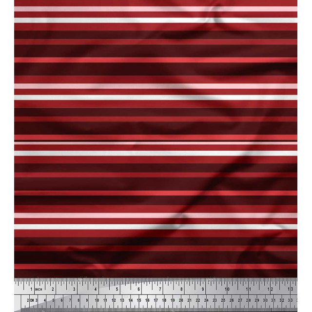 Soimoi Viscose Chiffon Fabric Horizontal Stripe Decor Fabric Printed Yard 42 Inch Wide