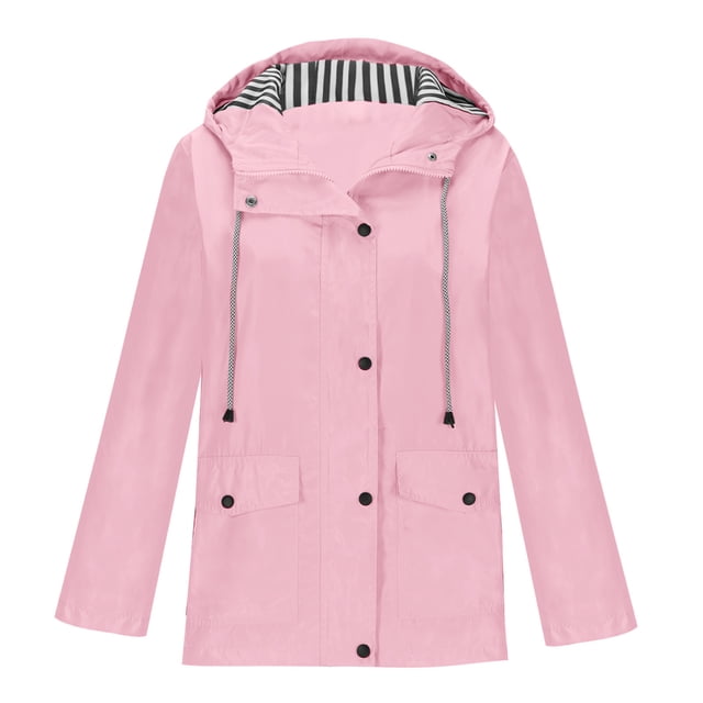 AherBiu Manteau de Pluie pour Femme avec Capuchon, Coupe-Vent Léger Ajustable, Imperméable, Randonnée, Voyage, Vêtement d'Extérieur