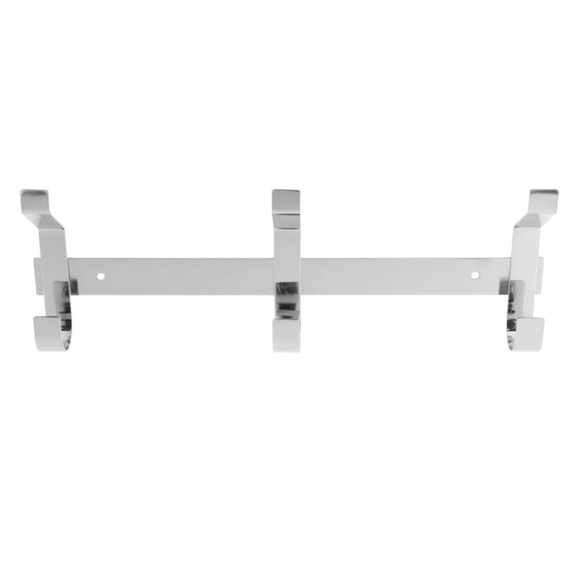 Era Metal 3-Hook Chrome wall-mounted clothing hook rack with three chrome hooks on a horizontal metal bar, ideal for organizing coats, towels, and hats in entryways, bathrooms, or mudrooms, including hardware for easy installation.