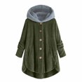 thumbnail image 1 of Womens Cardigan Plus Size Button Plush Tops Hooded Loose Cardigan Wool Coat Winter Jacket Navy Xl, 1 of 4